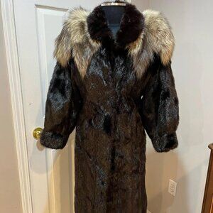 Size Small Superb Dark Mahogany Mink & Fox Fur Women Coat 13A